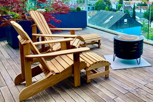 2 Classic Adirondack Chairs mit Schemel