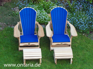 Adirondack Liegechairs mit Polsterkissen und Tisch
