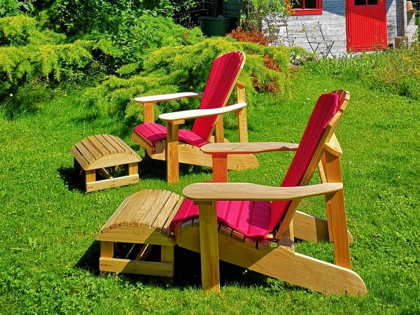 2 Classic Adirondack Chairs, Schemel & Polster
