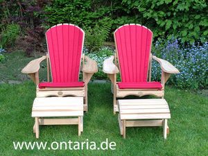 Adirondack Liegechairs mit Polsterkissen und Tisch