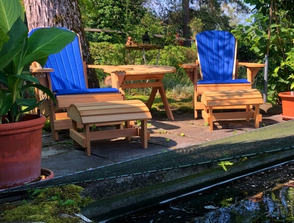 2 Orig. Bear Chairs, Schemel, Tisch & Polster